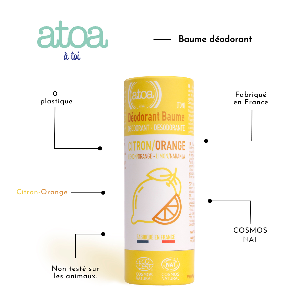 ATOA - Déodorant Baume Agrumes certifié COSMOS NATURAL