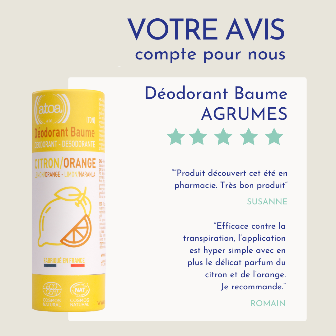 ATOA - Déodorant Baume Agrumes certifié COSMOS NATURAL