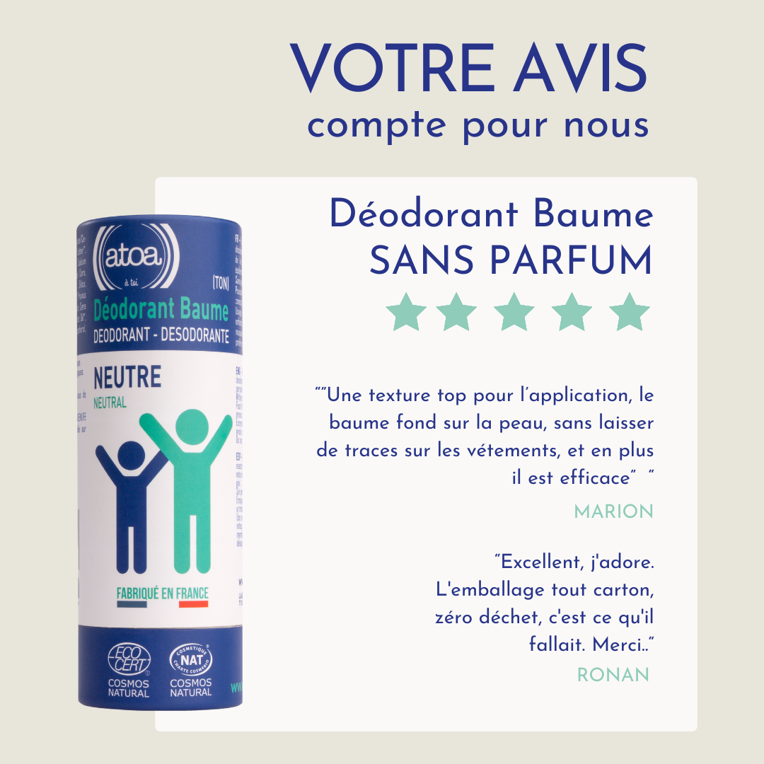 ATOA - Déodorant Baume Sans Parfum certifié COSMOS NATURAL