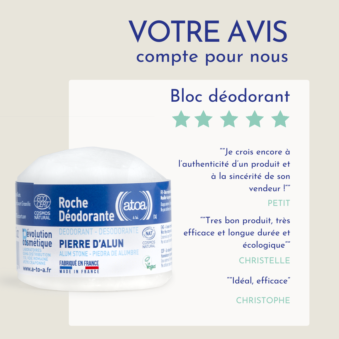 ATOA - Bloc déodorant certifié COSMOS NAT -150g