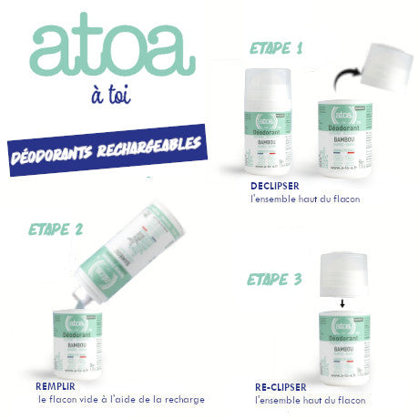 ATOA - Roll on déodorant Bambou - COSMOS ORGANIC - RECHARGEABLE