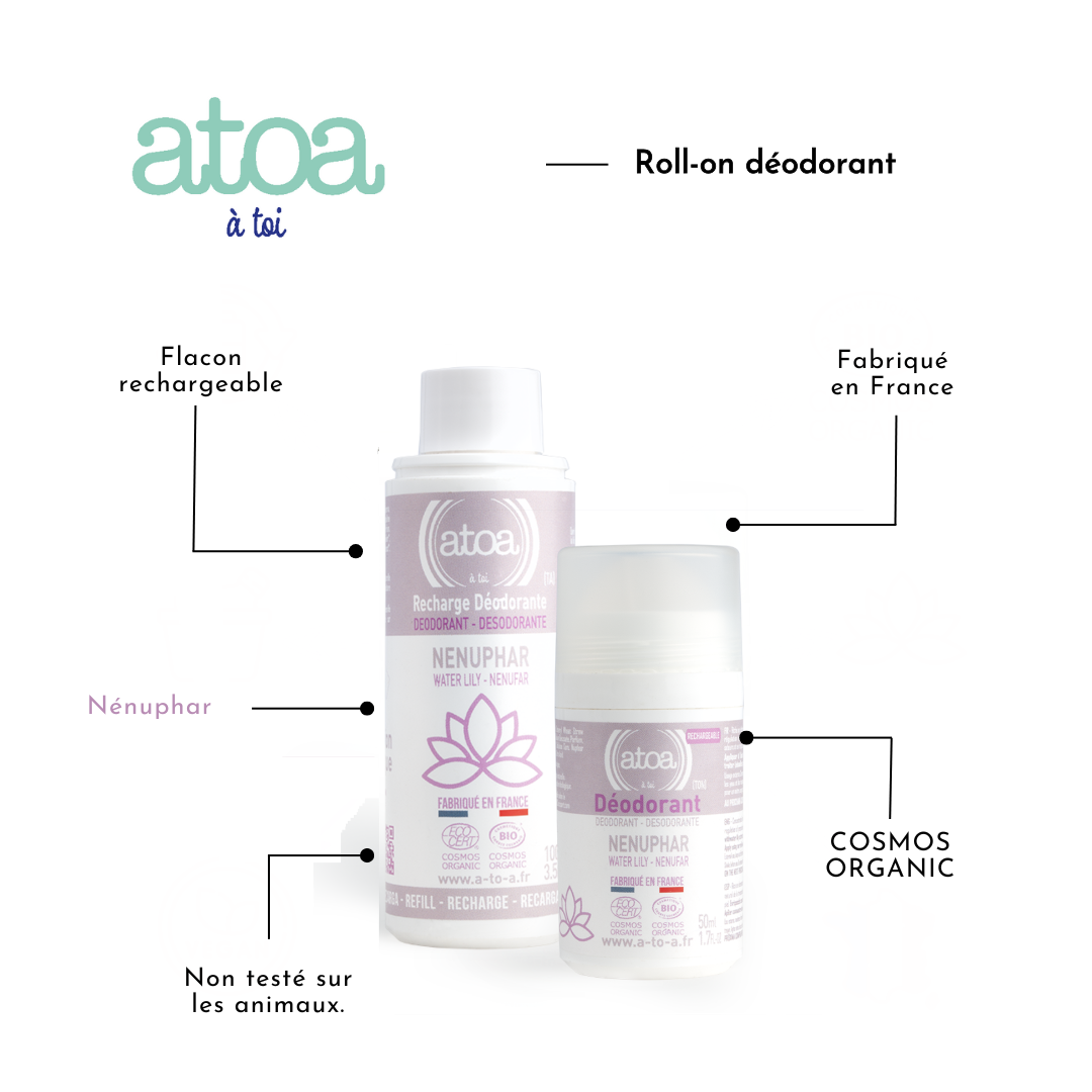 ATOA - RECHARGE Roll on déodorant Nénuphar - COSMOS ORGANIC