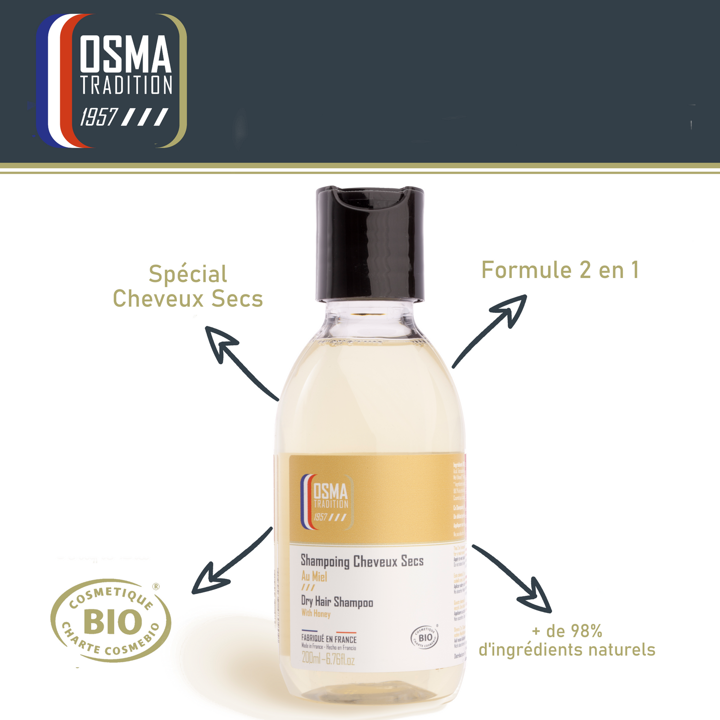 OSMA TRADITION - Shampoing Cheveux Secs certifié BIO 200ml