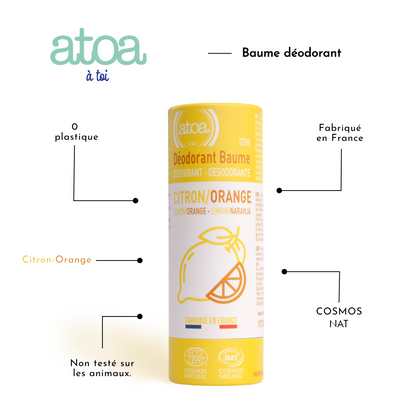 ATOA - Déodorant Baume Agrumes certifié COSMOS NATURAL