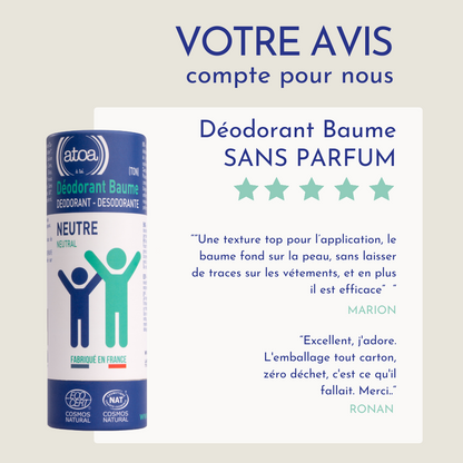 ATOA - Déodorant Baume Sans Parfum certifié COSMOS NATURAL