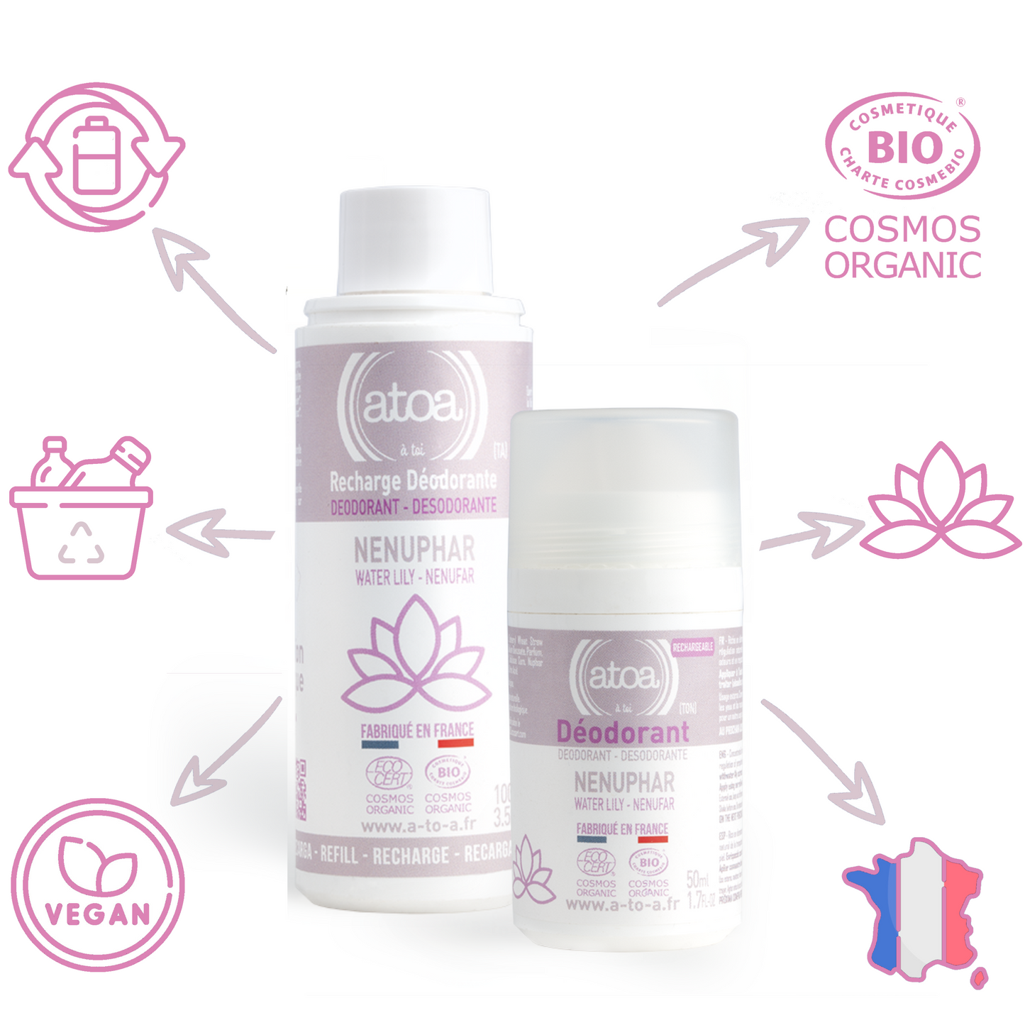 ATOA - Lot Roll-on + Recharge déodorant Nénuphar - COSMOS ORGANIC