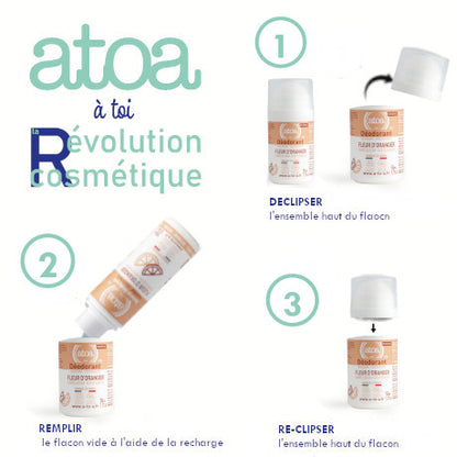 ATOA - Roll on déodorant Fleur d'Oranger - COSMOS ORGANIC - RECHARGEABLE