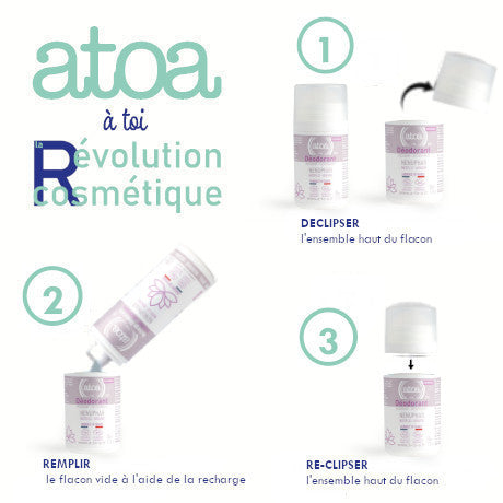 ATOA - Roll on déodorant Nénuphar - COSMOS ORGANIC - RECHARGEABLE