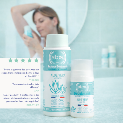 ATOA - Roll on déodorant Aloe Vera - COSMOS ORGANIC - RECHARGEABLE