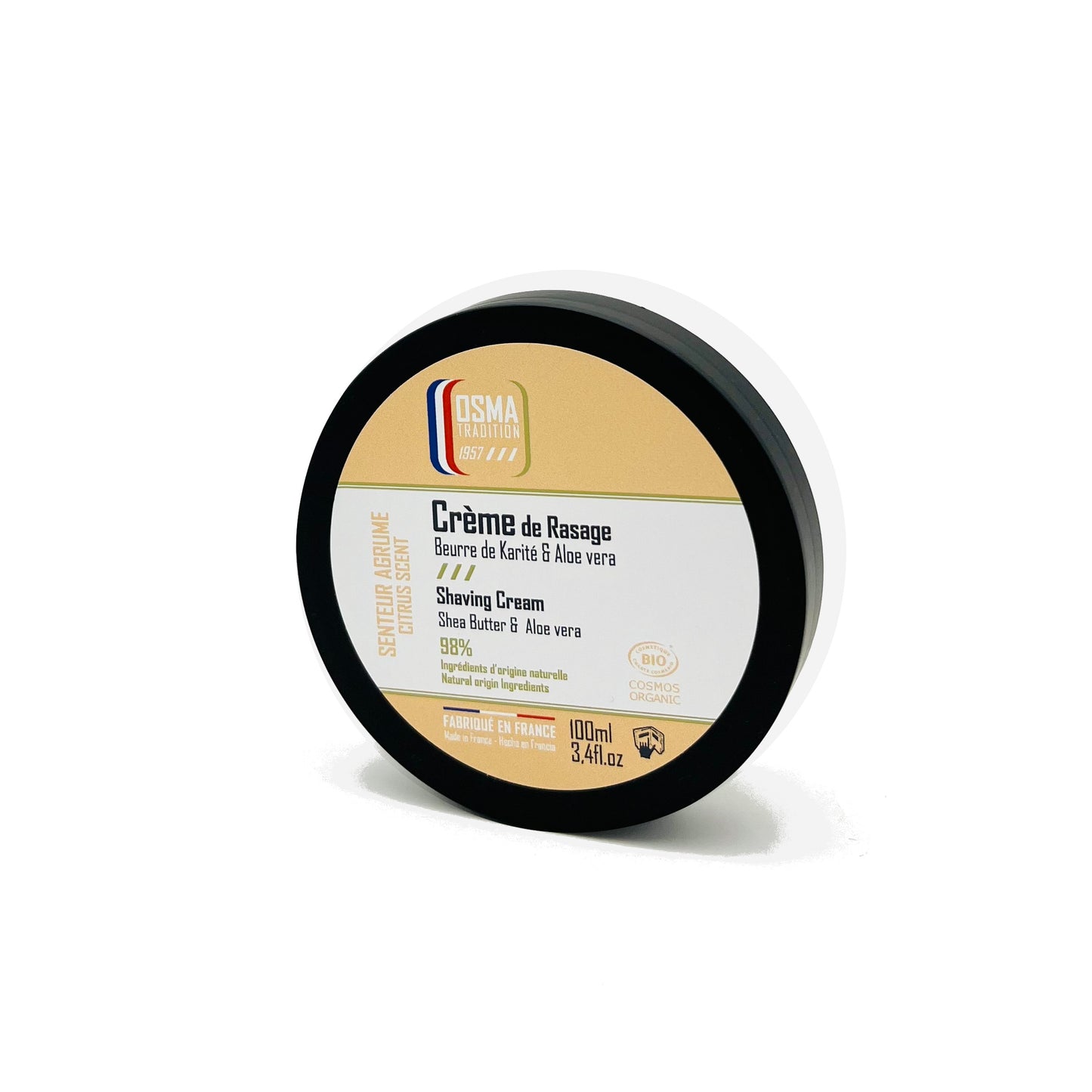 OSMA TRADITION - Crème de Rasage - AGRUMES - certifiée COSMOS ORGANIC