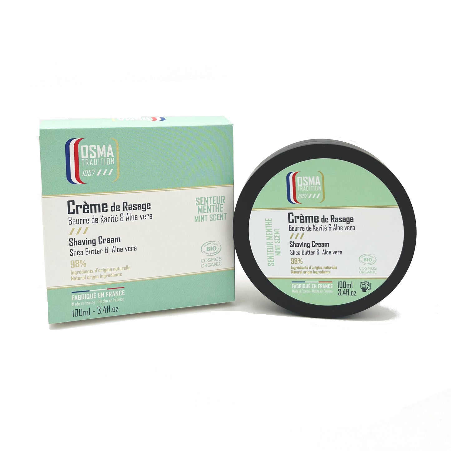 OSMA TRADITION - Crème de Rasage - MENTHE - certifiée COSMOS ORGANIC