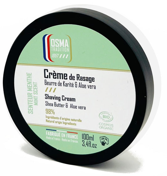 OSMA TRADITION - Crème de Rasage - MENTHE - certifiée COSMOS ORGANIC