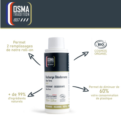 OSMA TRADITION - RECHARGE Roll on déodorant Rechargeable certifié COSMOS ORGANIC