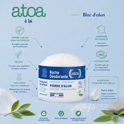 ATOA - Bloc déodorant certifié COSMOS NAT -150g