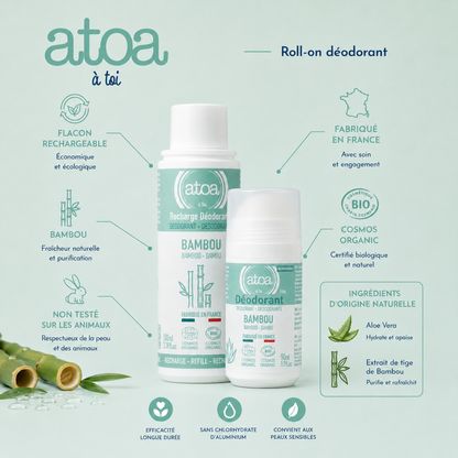 ATOA - RECHARGE Roll on déodorant Bambou - COSMOS ORGANIC