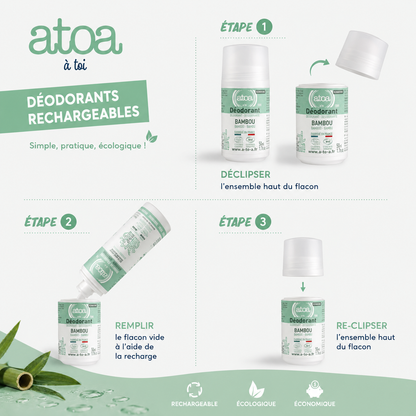ATOA - RECHARGE Roll on déodorant Bambou - COSMOS ORGANIC