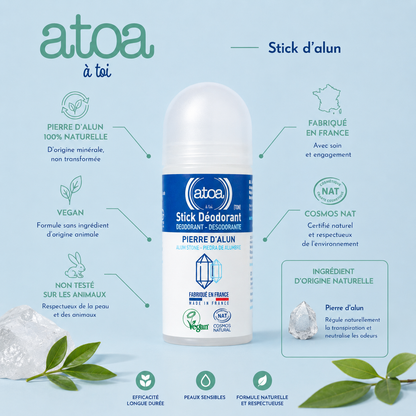 ATOA - Stick d'Alun déodorant certifié COSMOS NAT