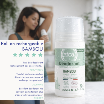 ATOA - Roll on déodorant Bambou - COSMOS ORGANIC - RECHARGEABLE
