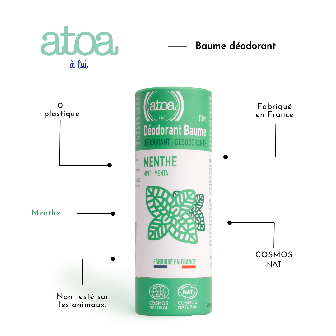 ATOA - Déodorant Baume Menthe certifié COSMOS NATURAL
