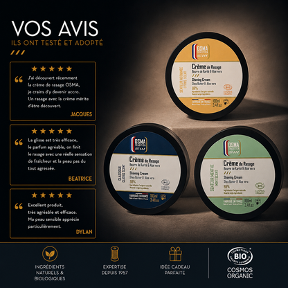OSMA TRADITION - Crème de Rasage - AGRUMES - certifiée COSMOS ORGANIC