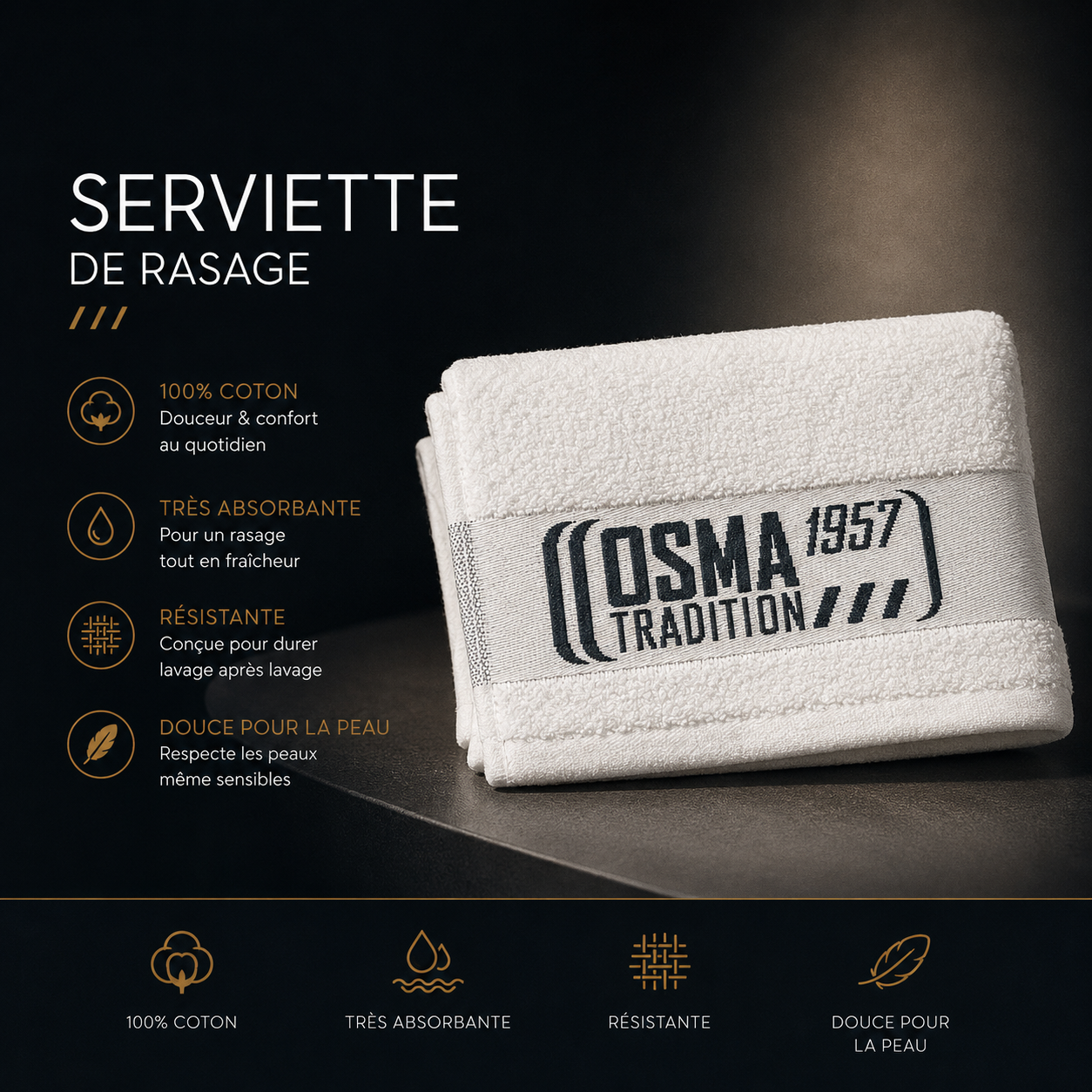 OSMA TRADITION - Serviette de rasage 30*30cm