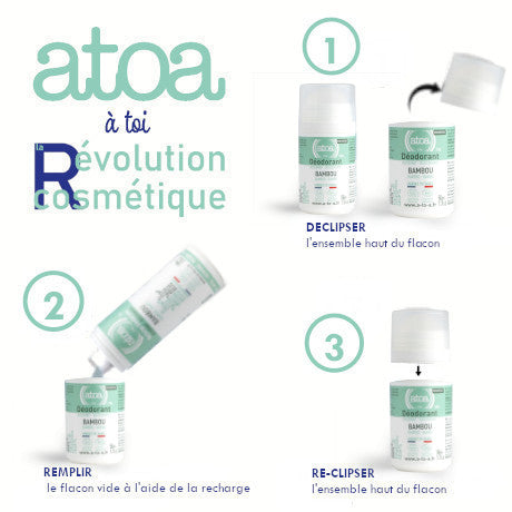 ATOA - Roll on déodorant Bambou - COSMOS ORGANIC - RECHARGEABLE