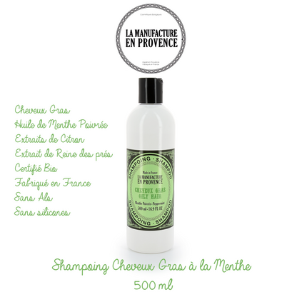 LA MANUFACTURE EN PROVENCE - Shampoing certifié ECOCERT - Cheveux gras