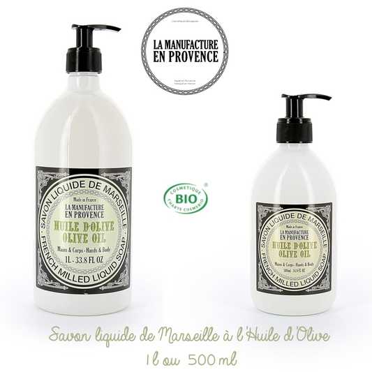 LA MANUFACTURE EN PROVENCE - Savon de Marseille Liquide certifié ECOCERT - Huile d'Olive