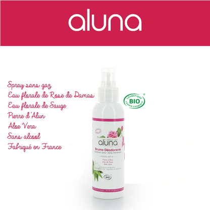 ALUNA - Spray déodorant certifié BIO à l'Eau de Rose - Allons Voir Si... - 100ml